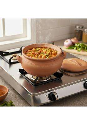 RAJENDER CLAY HANDICRAFT Handmade Mitti Kadhai Wok with Flat Dhakkan | 4 L | 4.2 Qt