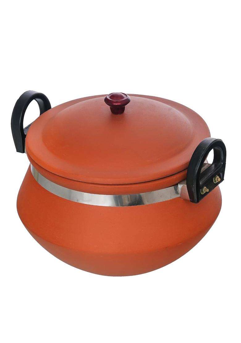 B S NATURAL Handmade Clay Handi with Lid - Indya