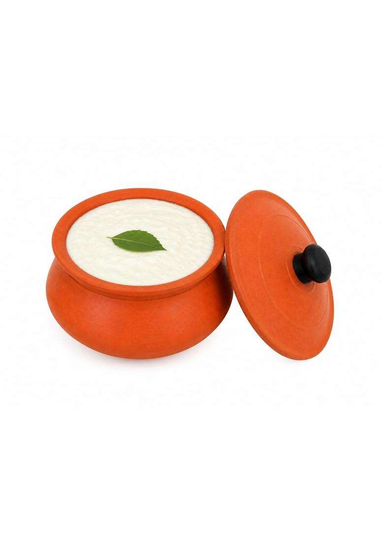 Matti Shree Brown Unglazed Terracotta Clay Curd Pot for Dahi | 750 ml | 25.4 fl oz | Handcrafted | With Lid - Indya
