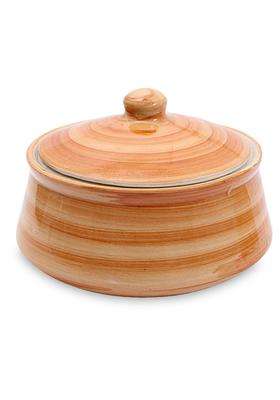 KALAKRITI Glossy Puchai Ceramic Donga with Lid | 2 L | 2.1 Qt