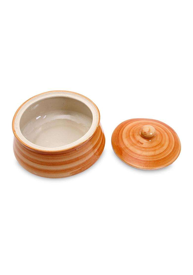 KALAKRITI Glossy Puchai Ceramic Donga with Lid | 2 L | 2.1 Qt - Indya
