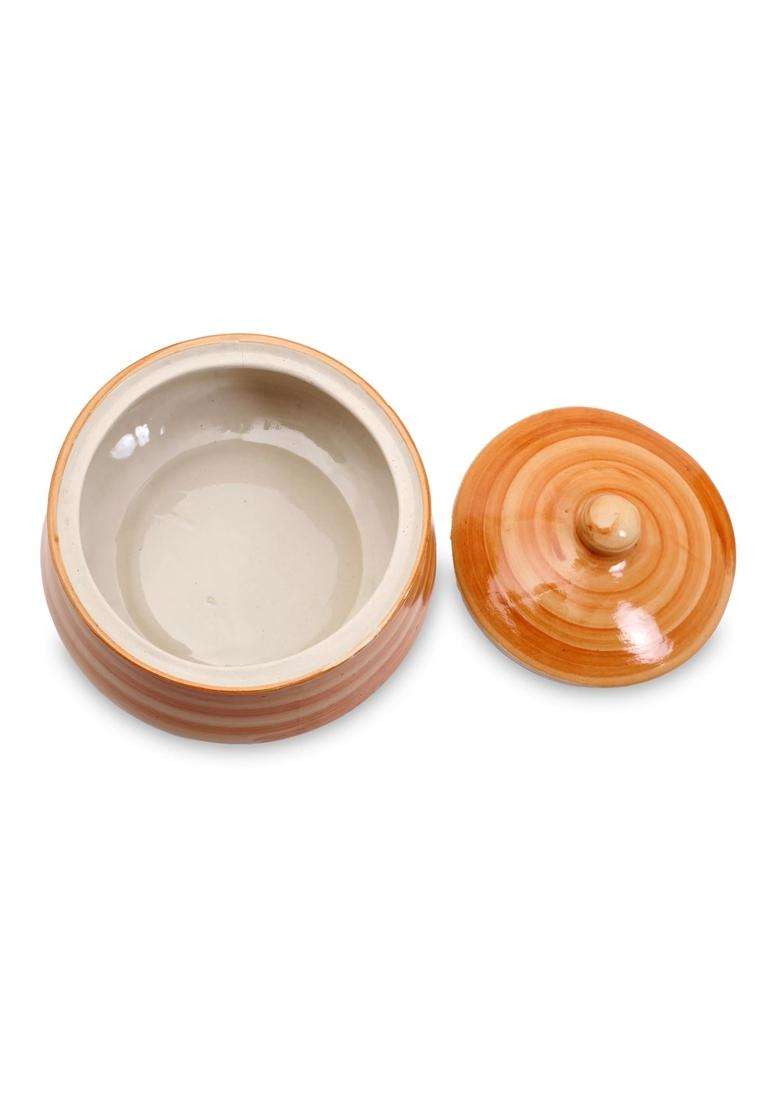 KALAKRITI Glossy Puchai Ceramic Donga with Lid | 2 L | 2.1 Qt - Indya