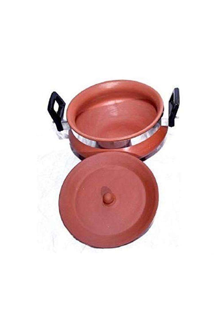 VINTICA Clay Handi Cooking Pot with Lid Brown | 1 L | 1.1 Qt - Indya