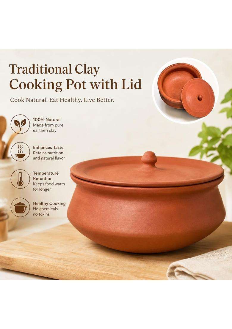 Clay Root Organic Clay Dahi Handi with Lid - Indya
