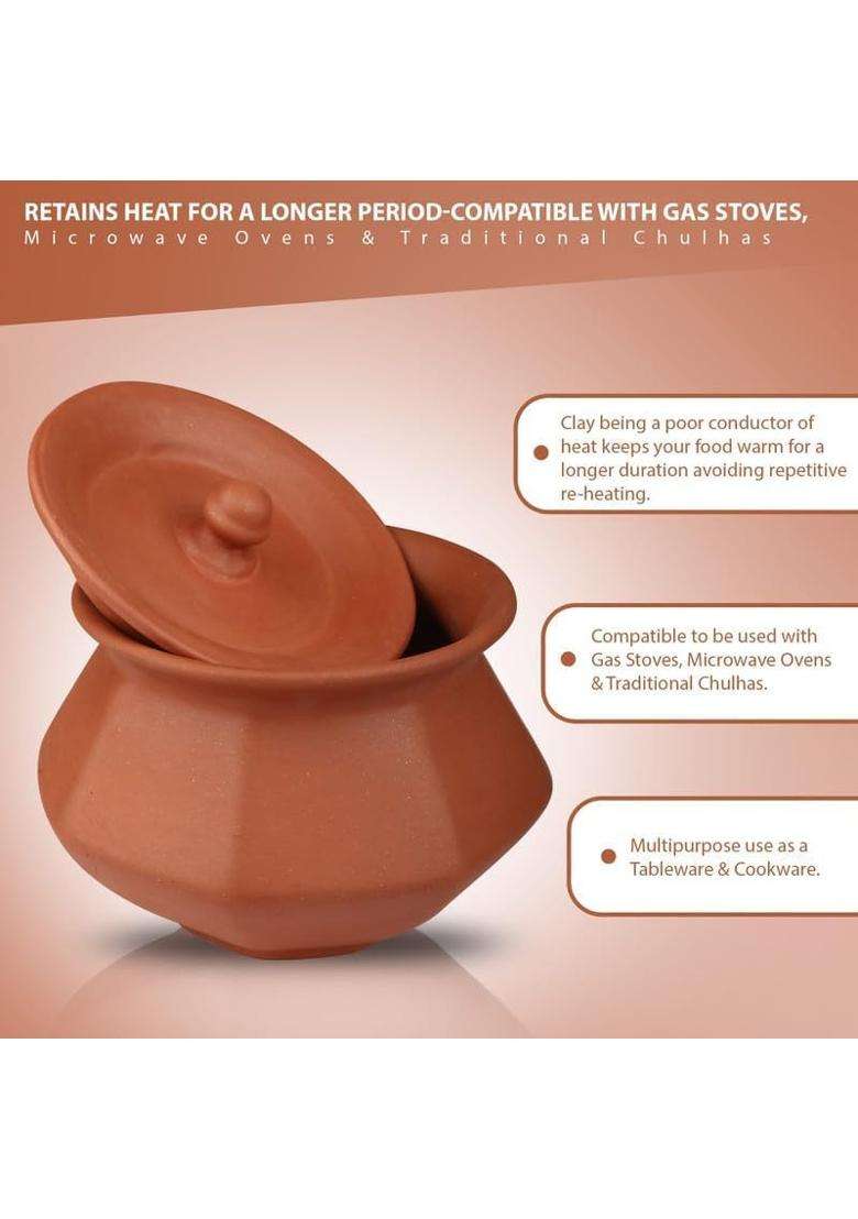 PALVIT CLAY ART GALLERY Terracotta Clay Bowl Pot with Lid for Curd | 500 ml | 16.9 fl oz | Handcrafted - Indya