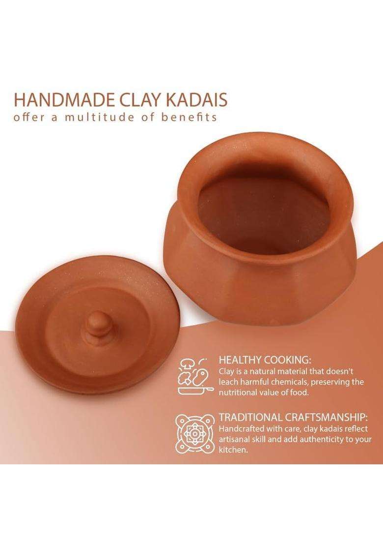 Bhanvi Clay Curd Pot with Lid for Dahi | 1000 ml | 33.8 fl oz - Indya