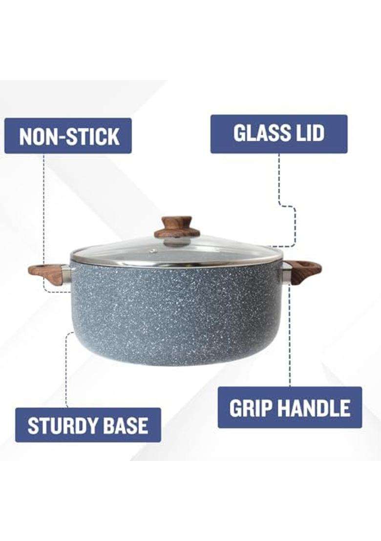 PLUMM Get Plumm Sauce Pot Cookware with Handle Grey | 5 L | 5.3 Qt | 24 cm | 9.4 Inch | Induction Compatible | With Lid - Indya