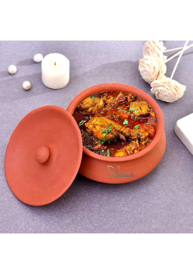 B S NATURAL Organic Clay Dahi Handi | 0.5 L | 0.5 Qt | With Lid - Indya