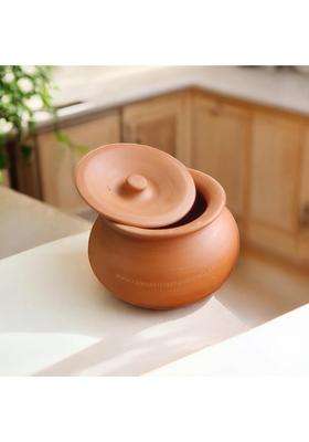 RAJENDER CLAY HANDICRAFT Handmade Terracotta Clay Pot with Lid | 1 L | 1.1 Qt