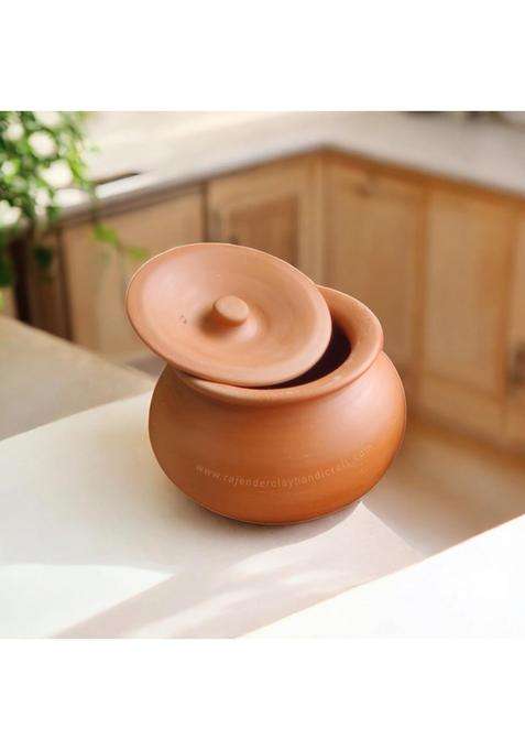RAJENDER CLAY HANDICRAFT Handmade Terracotta Clay Pot with Lid | 1 L | 1.1 Qt