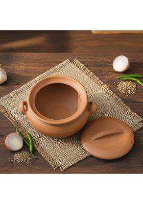 RAJENDER CLAY HANDICRAFT Premium Handmade Mitti Kadhai Wok with Flat Lid | 3 L | 3.2 Qt