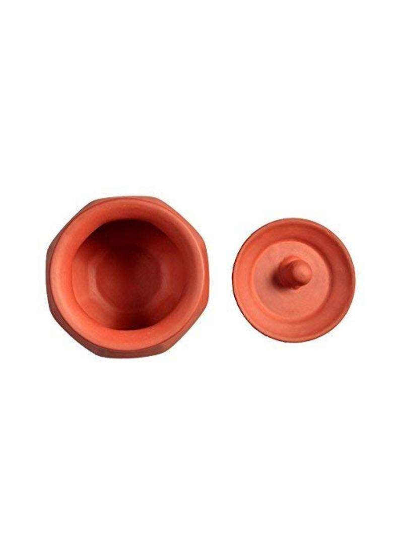 PALVIT CLAY ART GALLERY Handcrafted Mitti Handi Clay Pot with Lid for Cooking | 1 L | 1.1 Qt - Indya
