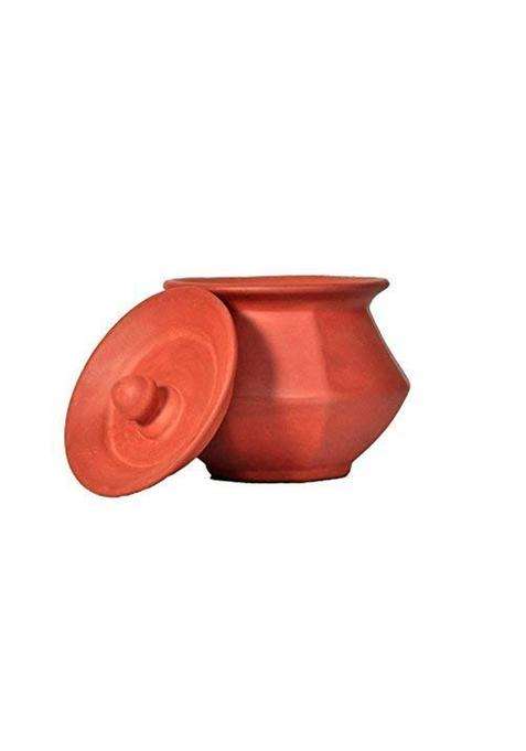 PALVIT CLAY ART GALLERY Handcrafted Mitti Handi Clay Pot with Lid for Cooking | 1 L | 1.1 Qt