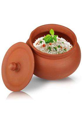 PALVIT CLAY ART GALLERY Unpolished Clay Curd Pot Handi for Dahi | 1800 ml | 60.9 fl oz | With Lid