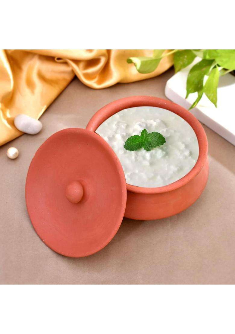B S NATURAL Organic Clay Dahi Handi | With Lid - Indya