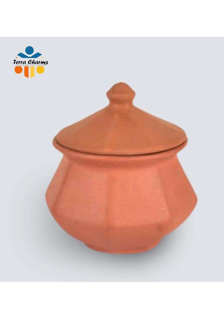 Terra Charms Clay Pot for Making Cooking and Serving Dal Makhani Tadka Clay Handi for Kitchen | 1800 ml | 60.9 fl oz - Indya
