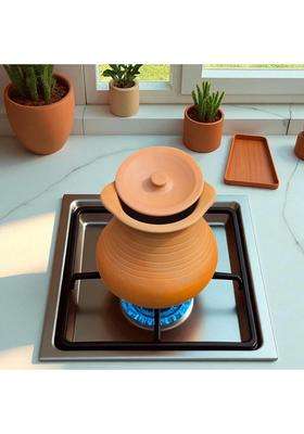 RAJENDER CLAY HANDICRAFT Handcrafted Mitti Handi Deep Pot for Cooking | 4 L | 4.2 Qt
