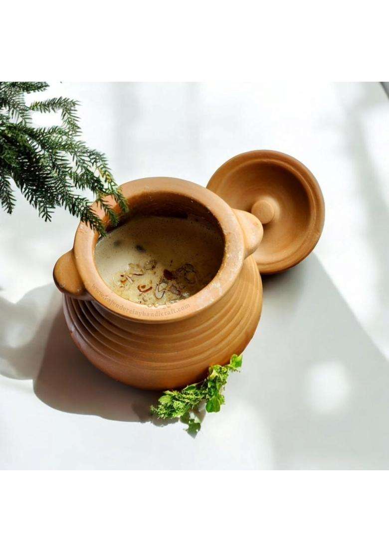 RAJENDER CLAY HANDICRAFT Handcrafted Mitti Handi Deep Pot for Cooking | 4 L | 4.2 Qt - Indya