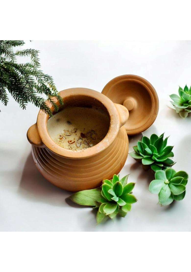 RAJENDER CLAY HANDICRAFT Handcrafted Mitti Handi Deep Pot for Cooking | 4 L | 4.2 Qt - Indya