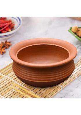 EZAHK Clay Handi Pot for Cooking on Gas Traditional Seasoned Handmade Earthern | 1.5 L | 1.6 Qt