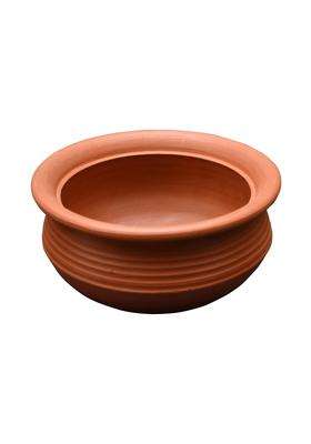 EZAHK Handmade Clay Handi Cooking Pot Curry Dal for Cooking | 2 L | 2.1 Qt