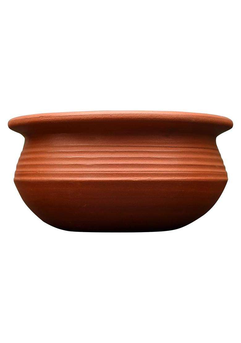 EZAHK Handmade Clay Handi Cooking Pot Curry Dal for Cooking | 2 L | 2.1 Qt - Indya