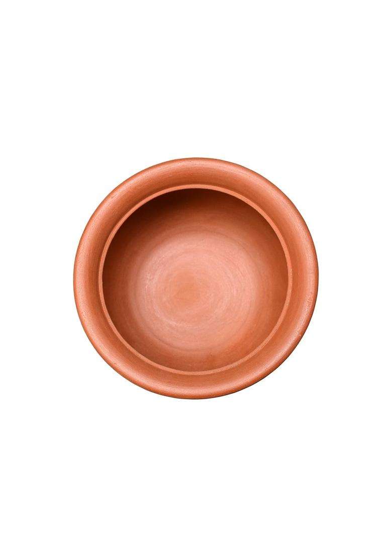 EZAHK Handmade Clay Handi Cooking Pot Curry Dal for Cooking | 2 L | 2.1 Qt - Indya