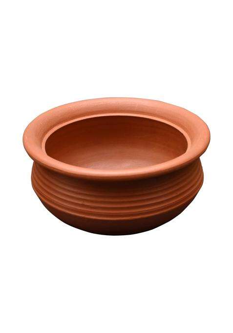 EZAHK Handmade Clay Handi Cooking Pot Curry Dal for Cooking | 2 L | 2.1 Qt