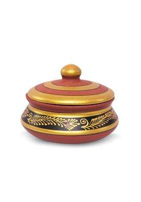 Terra Charms Black Painted Clay Daal Handi Cooking Pot | 1.5 L | 1.6 Qt | Handcrafted