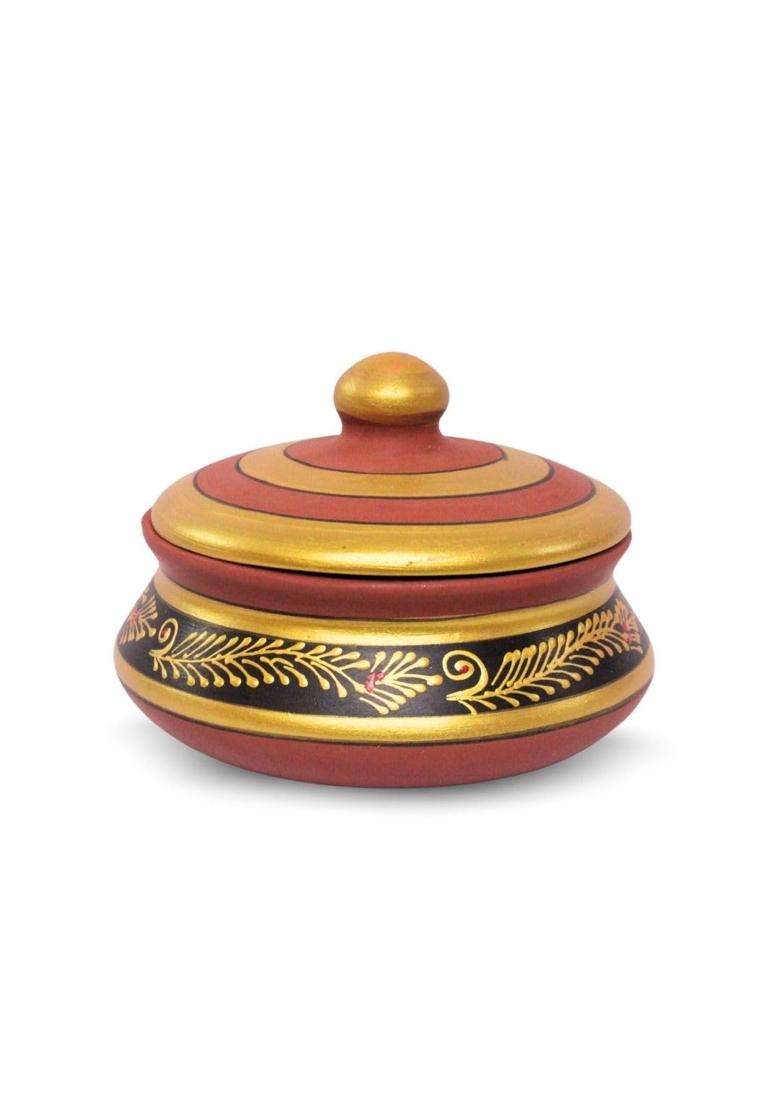 Terra Charms Black Painted Clay Daal Handi Cooking Pot | 1.5 L | 1.6 Qt | Handcrafted - Indya