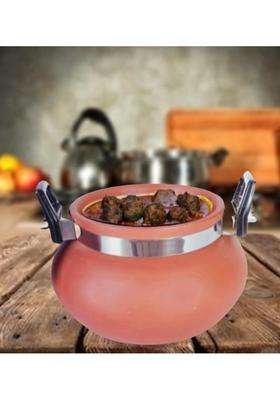 Terra Charms Terracotta Organic Clay Pot Cooking and Serving for Kofta Handi for Cooking | 1.5 L | 1.6 Qt | With Lid