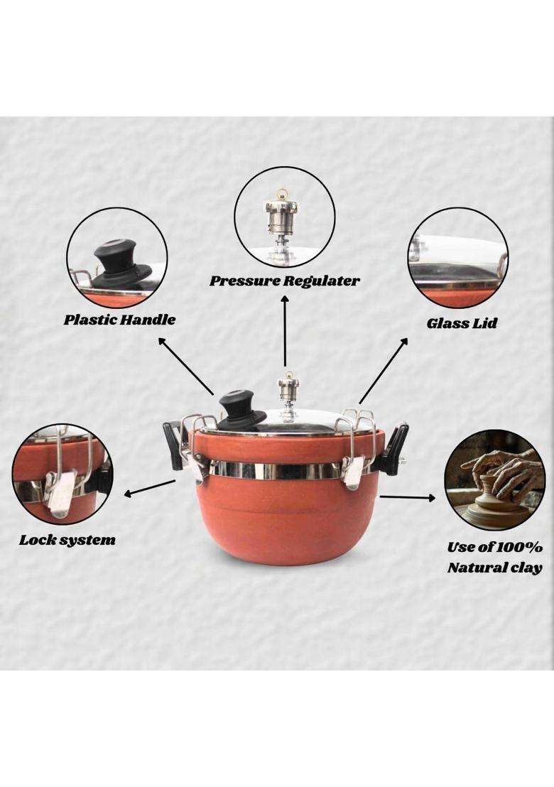 Terra Charms Clay Cooker Mitti Handi | 3 L | 3.2 Qt - Indya