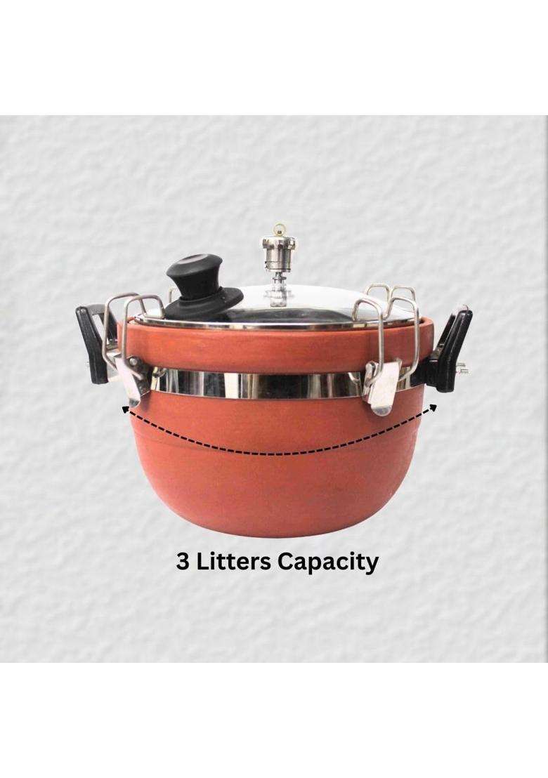 Terra Charms Clay Cooker Mitti Handi | 3 L | 3.2 Qt - Indya