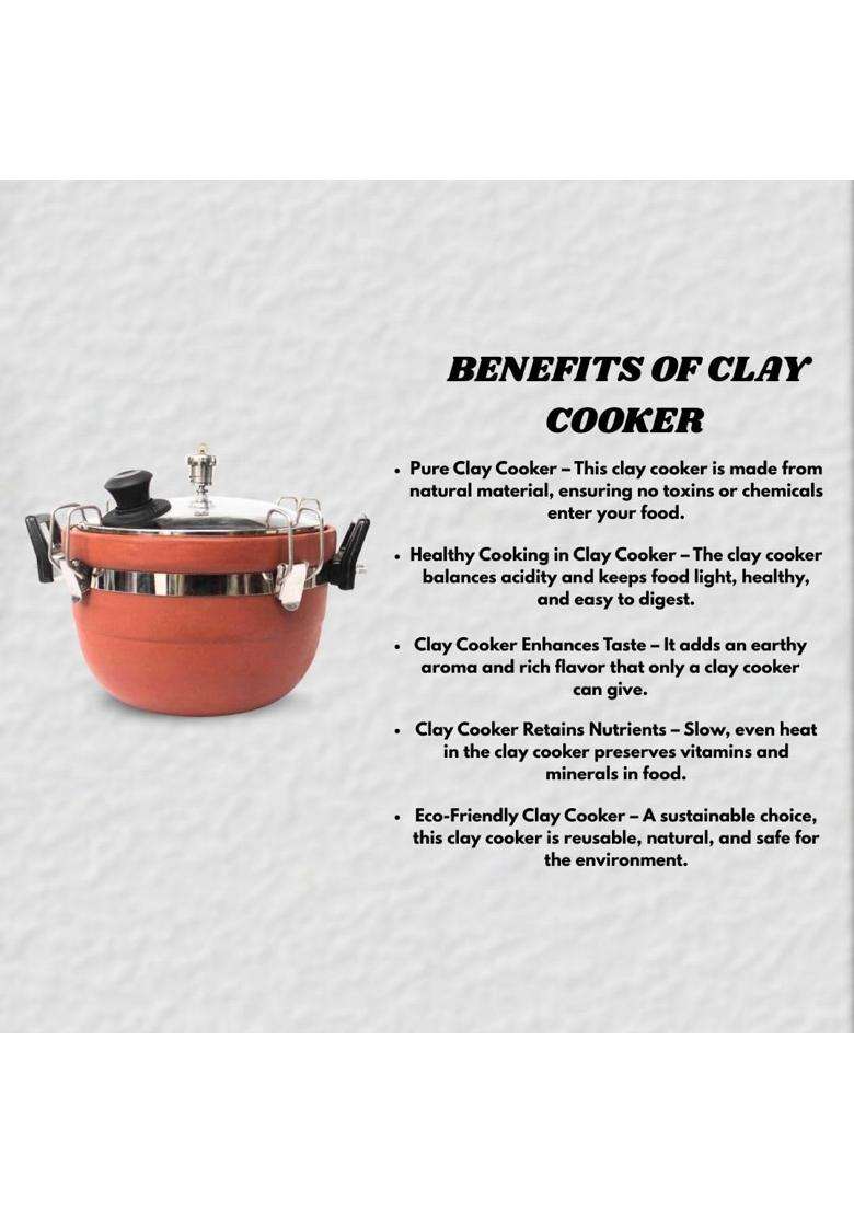 Terra Charms Clay Cooker Mitti Handi | 3 L | 3.2 Qt - Indya