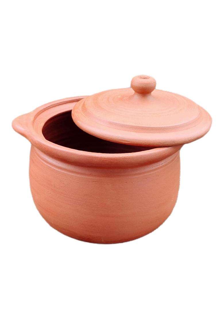 EZAHK Earthen Clay Handi with Lid | 1.5 L | 1.6 Qt - Indya