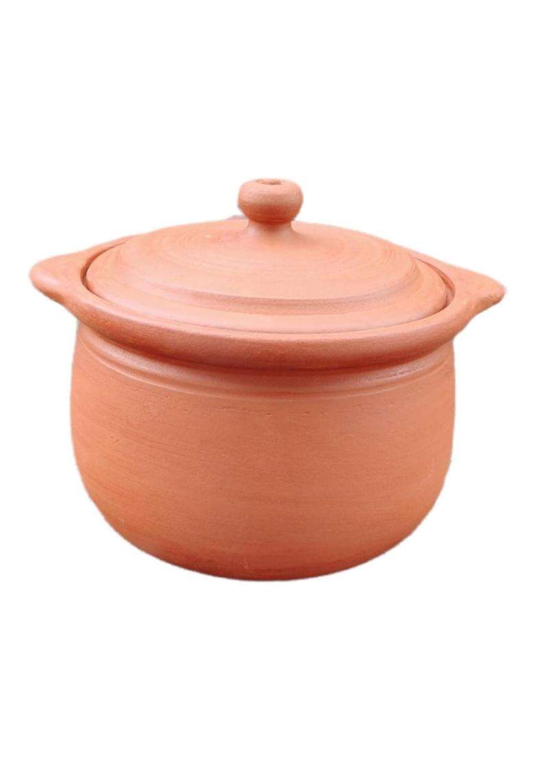 EZAHK Earthen Clay Handi with Lid | 1.5 L | 1.6 Qt - Indya