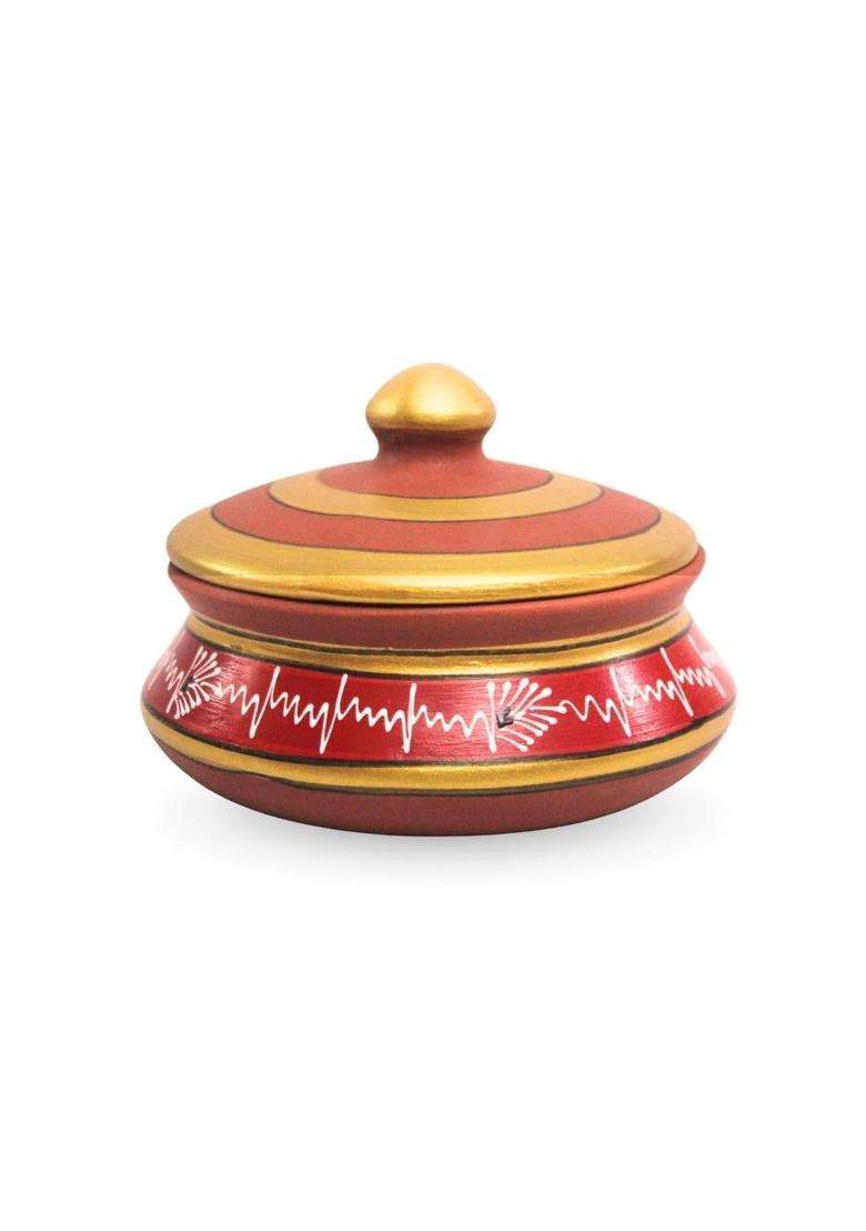 Terra Charms Red Clay Daal Handi | 1.5 L | 1.6 Qt | Handcrafted - Indya