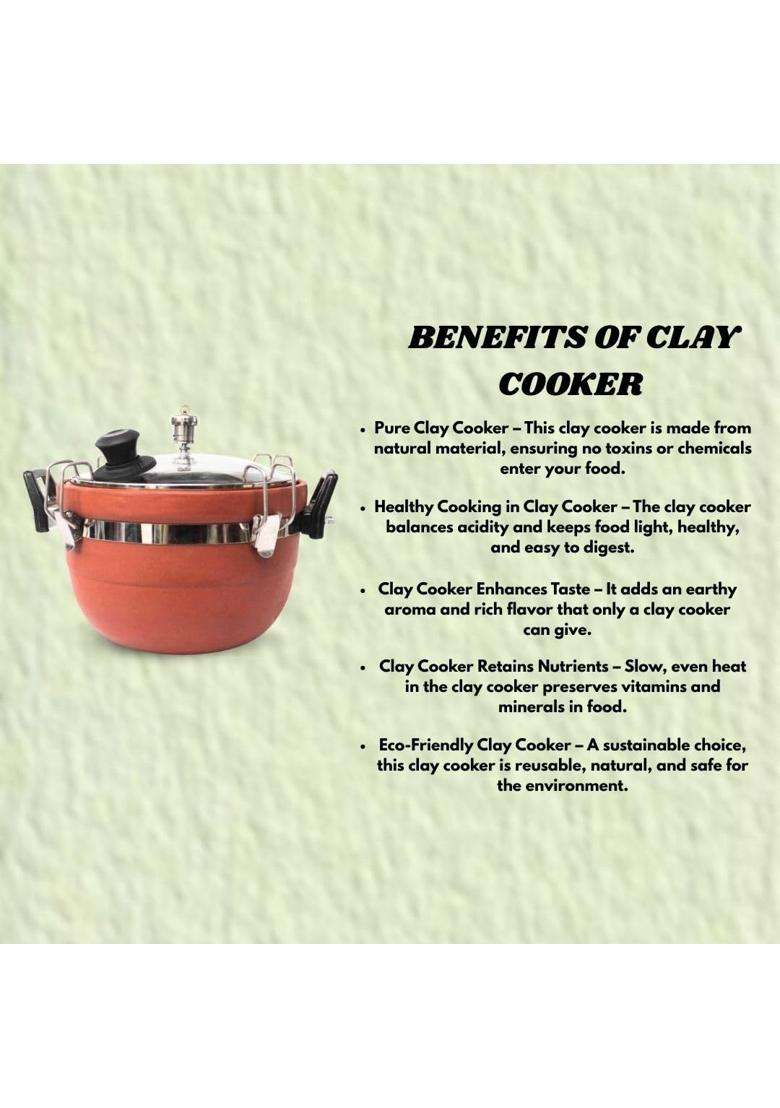 Terra Charms Clay Cooker Natural Mitti Cooking Pot | 3 L | 3.2 Qt - Indya