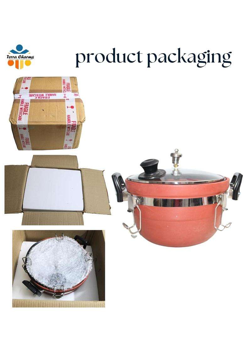 Terra Charms Premium Clay Cooker Earthenware | 3 L | 3.2 Qt | Handcrafted - Indya