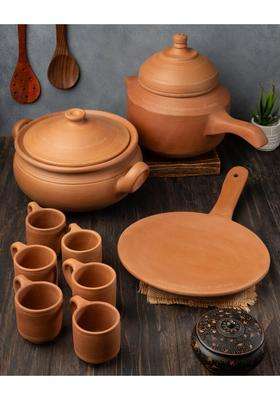 RAJENDER CLAY HANDICRAFT Handmade Mitti Cookware Combo Set | 4 L | 4.2 Qt