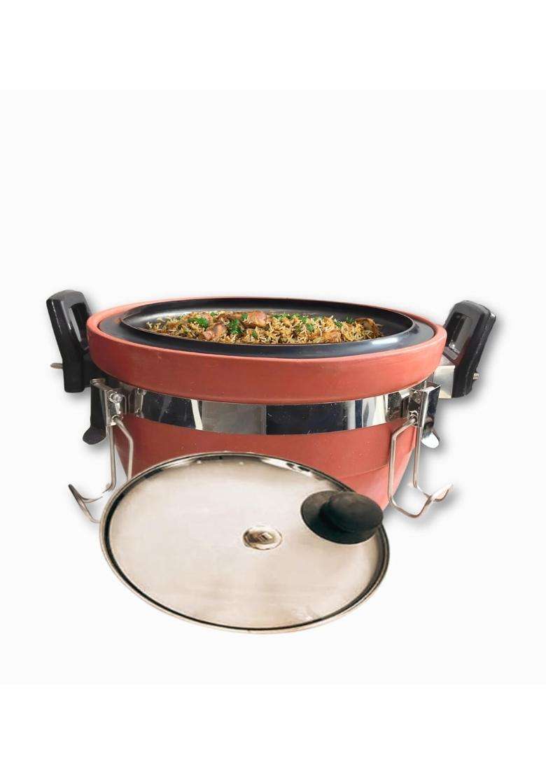 Terra Charms Premium Clay Biryani Cooker | 3 L | 3.2 Qt | Handcrafted - Indya