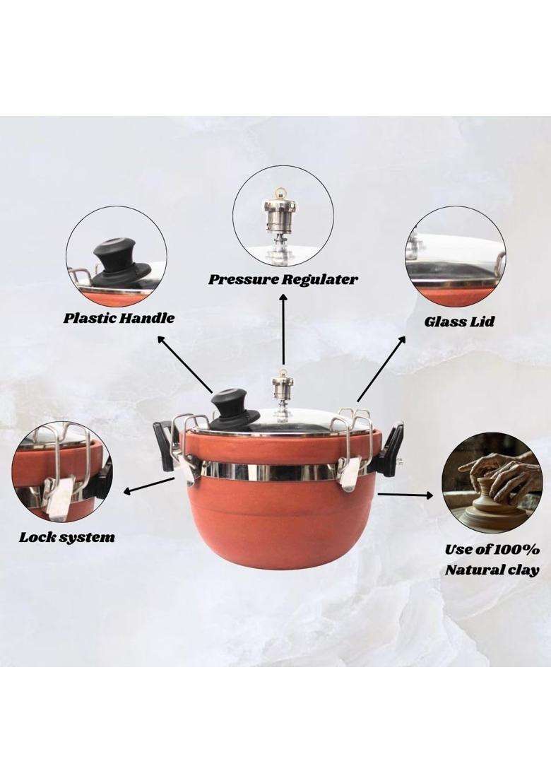 Terra Charms Elite Clay Cooker with Glass Lid | 3 L | 3.2 Qt | Non-Toxic - Indya