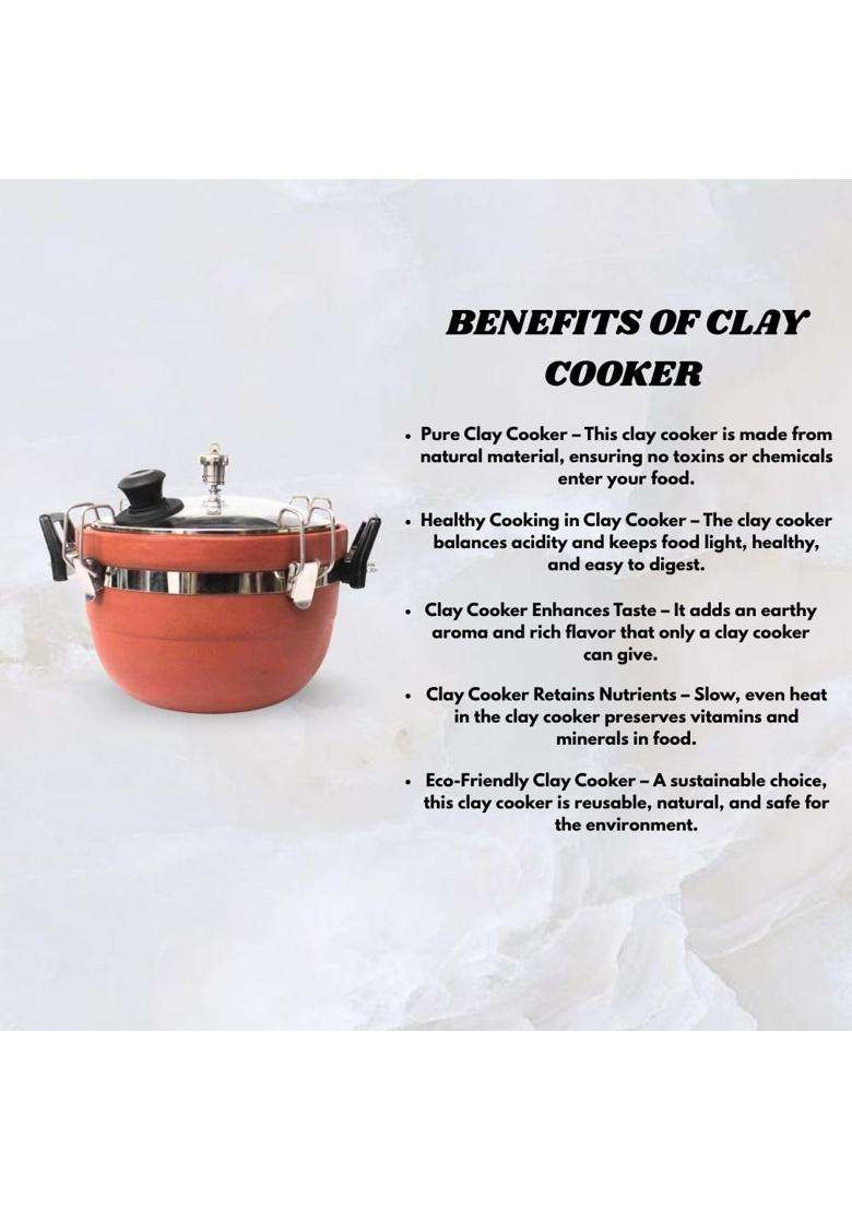 Terra Charms Elite Clay Cooker with Glass Lid | 3 L | 3.2 Qt | Non-Toxic - Indya