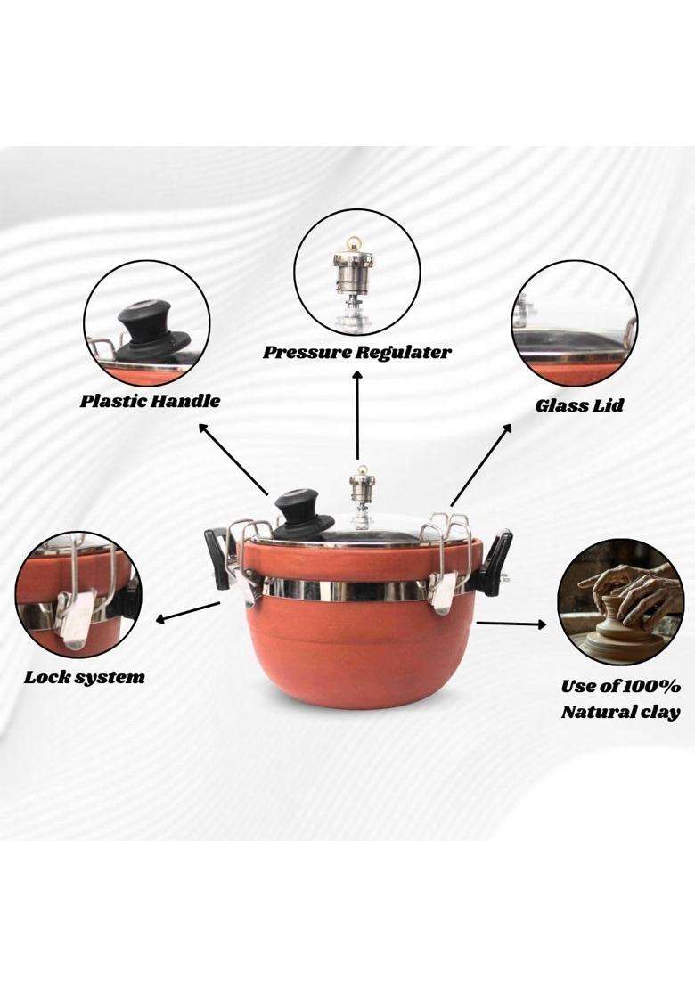 Terra Charms Natural Clay Cooker | 3 L | 3.2 Qt | Handcrafted - Indya