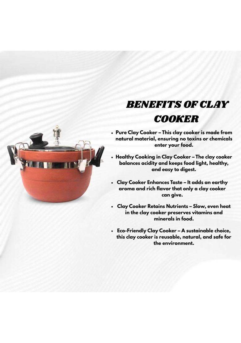 Terra Charms Natural Clay Cooker | 3 L | 3.2 Qt | Handcrafted - Indya