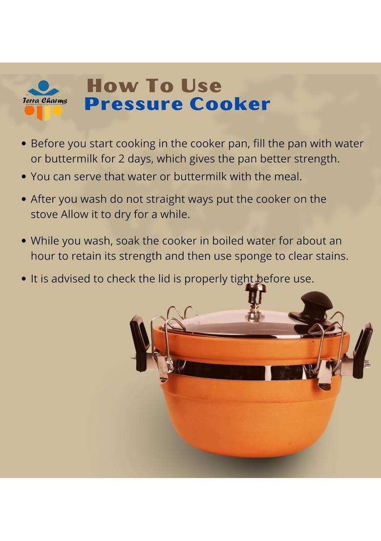 Terra Charms Traditional Terra Cotta Clay Cooker | 3 L | 3.2 Qt | Handcrafted - Indya