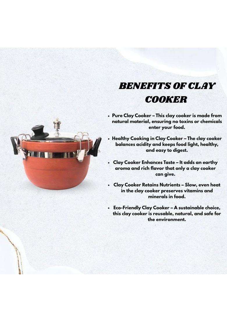Terra Charms Rustic Clay Cooker with Glass Lid | 3 L | 3.2 Qt | Handcrafted - Indya