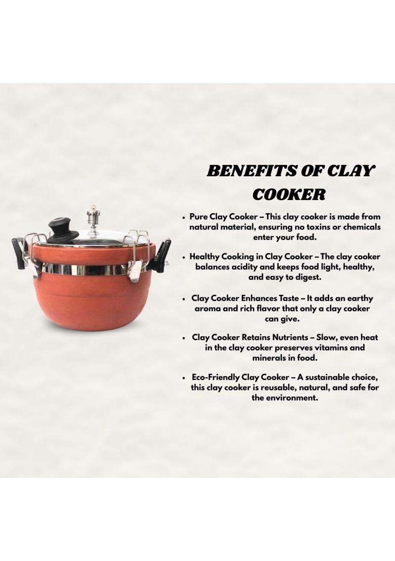 Terra Charms Clay Cooker Natural Mitti Earthenware | 3 L | 3.2 Qt - Indya