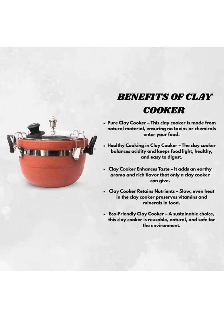 Terra Charms Clay Cooker Mitti Handi Cooking Pot | 3 L | 3.2 Qt - Indya