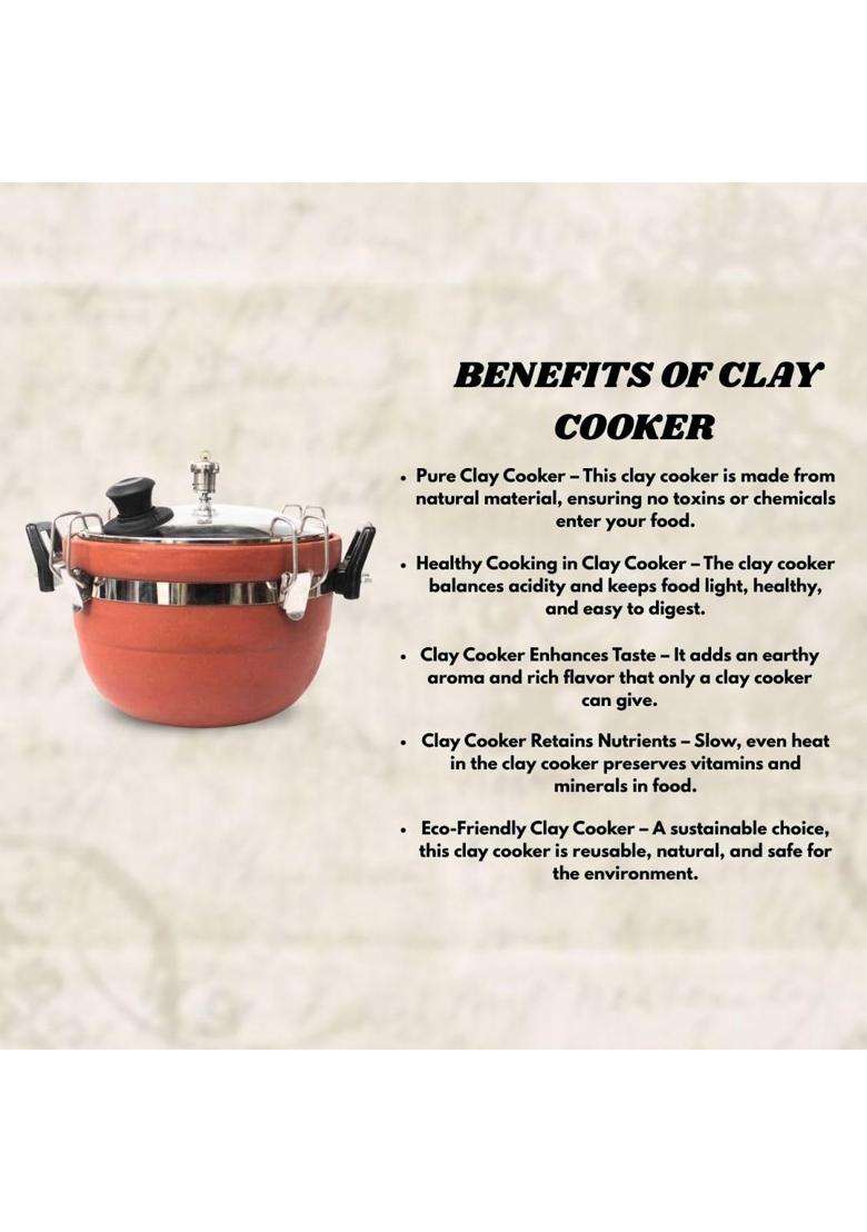 Terra Charms Clay Cooker Natural Mitti Handi | 3 L | 3.2 Qt - Indya